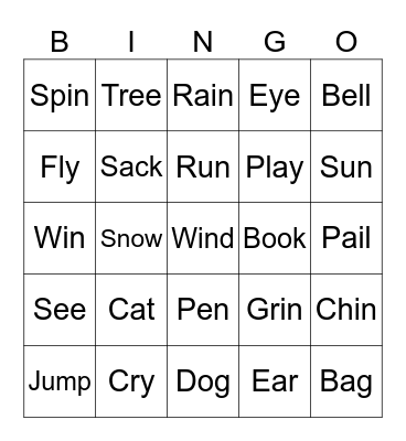 First Bingo Card