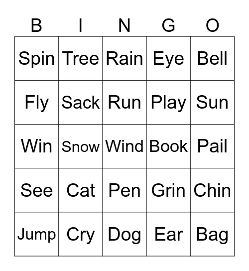 First Bingo Card