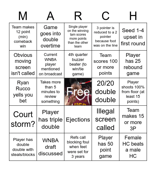 March Madness Bingo Card