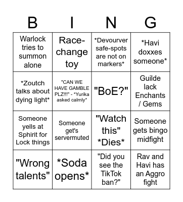 Pack of Pals Bingo Card