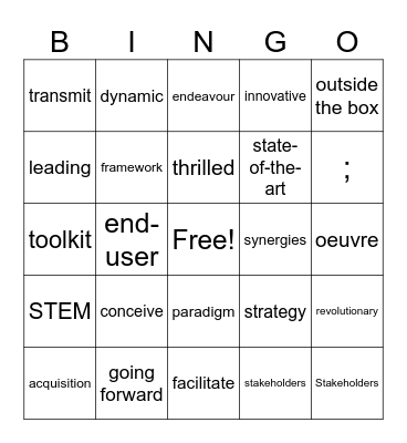 Buzzword Bingo! Bingo Card