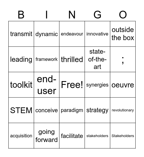 Buzzword Bingo! Bingo Card