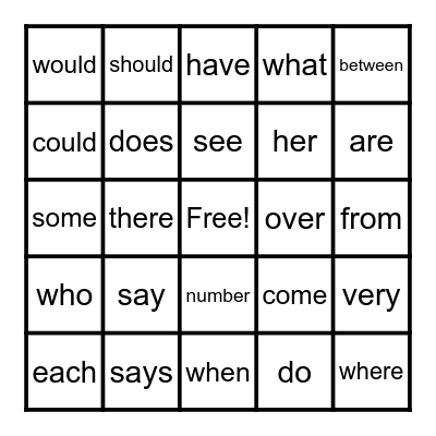 Trick Word Bingo Units 5-9 Bingo Card