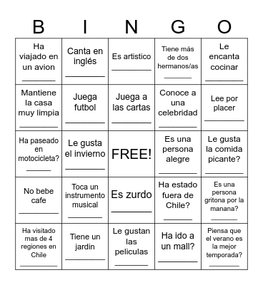 LOTERIA!!!!   Encuentra a alguien que..... Bingo Card
