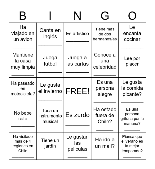 LOTERIA!!!!   Encuentra a alguien que..... Bingo Card