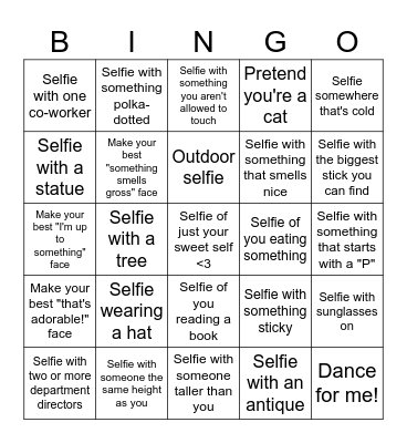Atria Selfie Bingo - No Resident Pictures Please! Bingo Card