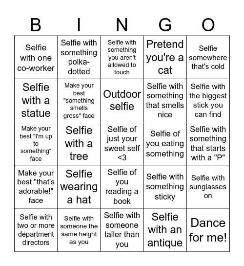 Atria Selfie Bingo - No Resident Pictures Please! Bingo Card