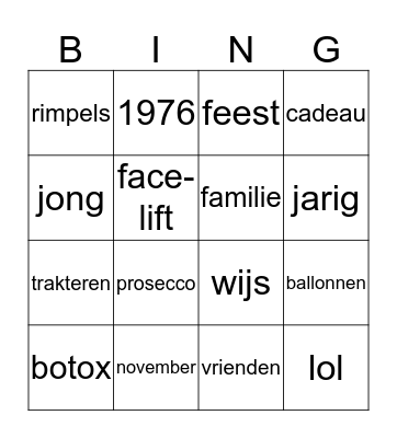 Sandrina 40-jaar Bingo Card
