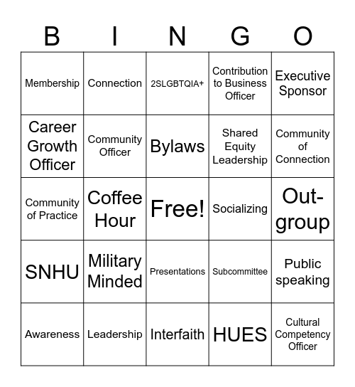 SNHU ERG Bingo Card
