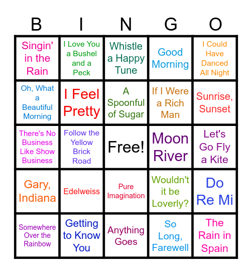 Show Tunes Bingo! Bingo Card