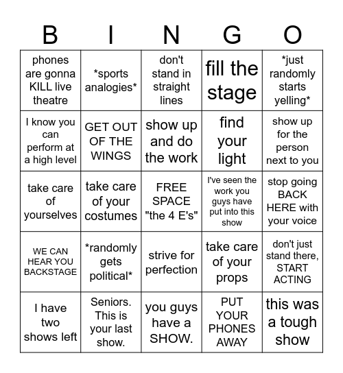 Doc Speech BINGO Card