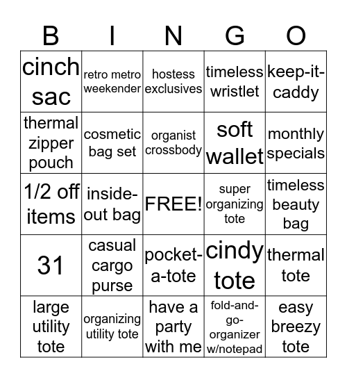 31 Bingo Card