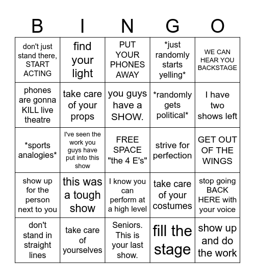 Doc Speech BINGO Card
