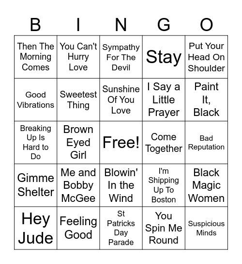 Bingo 1 Bingo Card