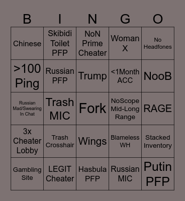 Cs2 Bingo Card