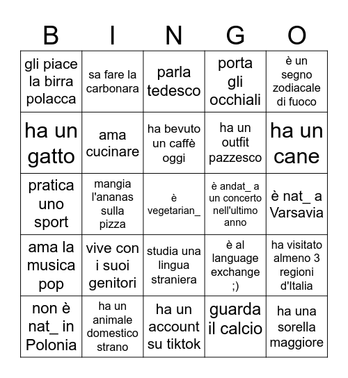bingo italiano lets go Bingo Card