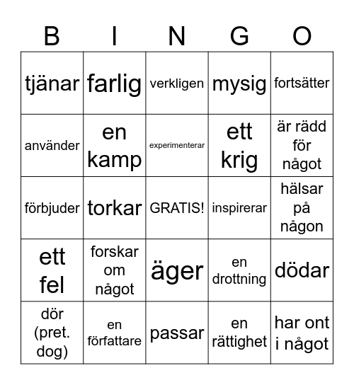 Repetera ord och fraser Bingo Card
