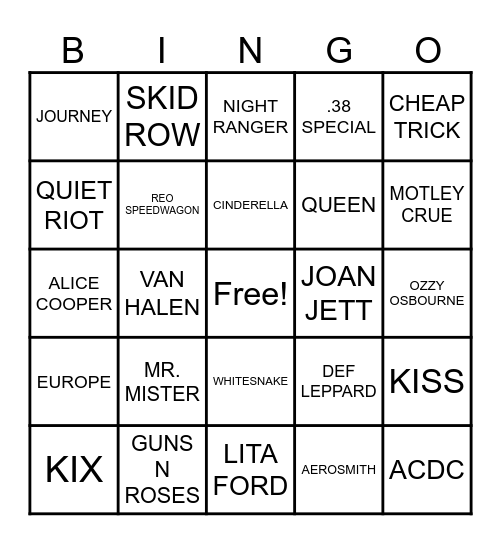 CLASSIC ROCK Bingo Card