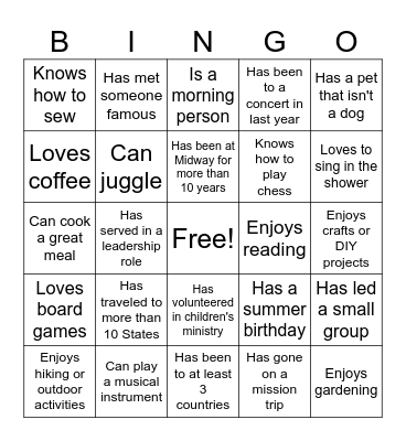 Midway Bingo Card