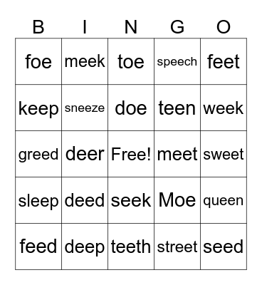 EE & OE Bingo Card