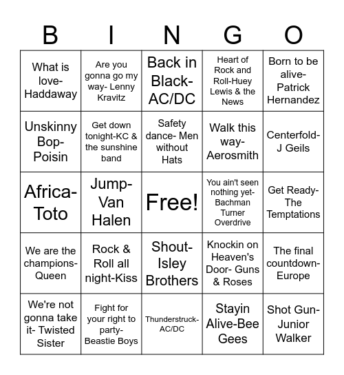 GB1 OG Tunes! Bingo Card
