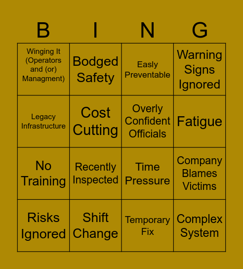 Plainly Difficult's Disasters Bingo Card (Not Official) Bingo Card