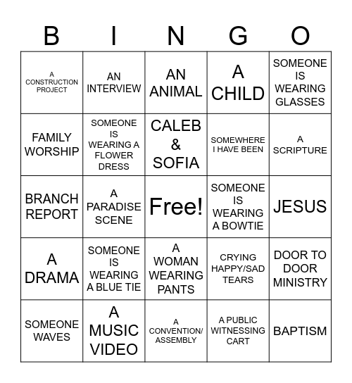 BROADCAST BINGO! Bingo Card