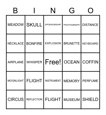 BINGO 1 Bingo Card
