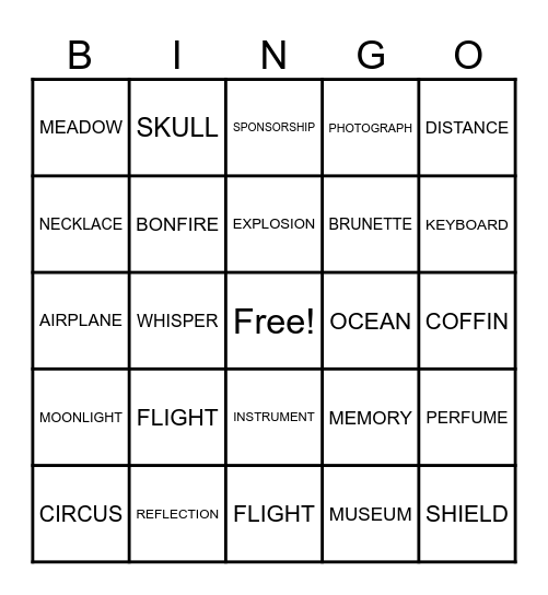 BINGO 1 Bingo Card