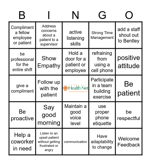 Customer Service Bingo Card