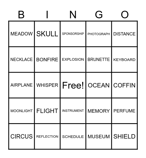 BINGO 1 Bingo Card