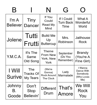 Franklinville Senior Center Bingo Card