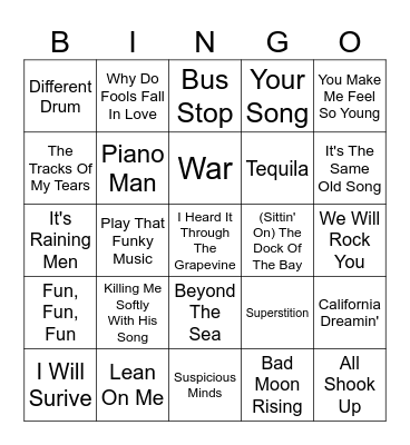 Franklinville Senior Center Bingo Card