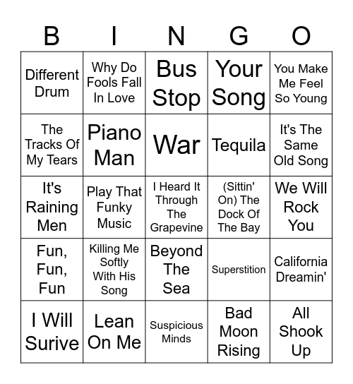 Franklinville Senior Center Bingo Card