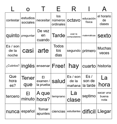 Somos estudiantes Bingo Card