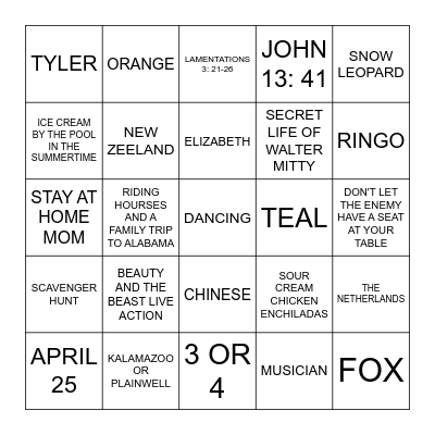 Untitled Bingo Card