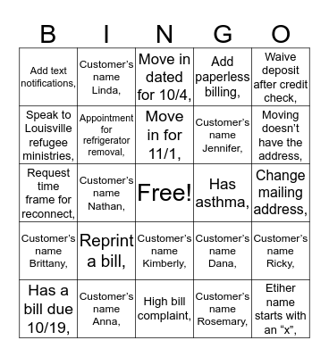 KU Bingo Card