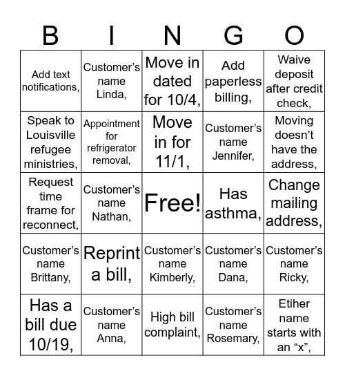 KU Bingo Card
