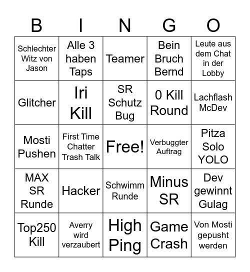 Warzone McDev Bingo Card