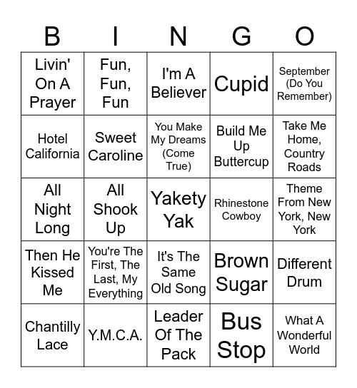 Franklinville Senior Center Bingo Card