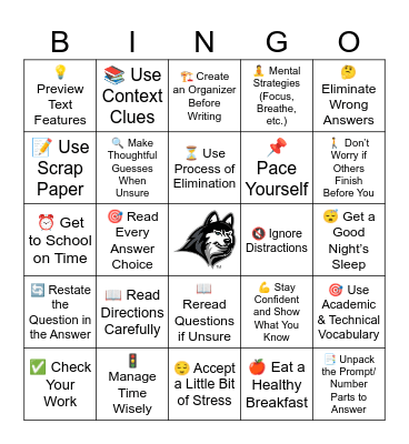 Husky Test Prep! 🐶 Bingo Card