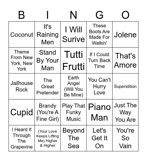 Franklinville Senior Center Bingo Card