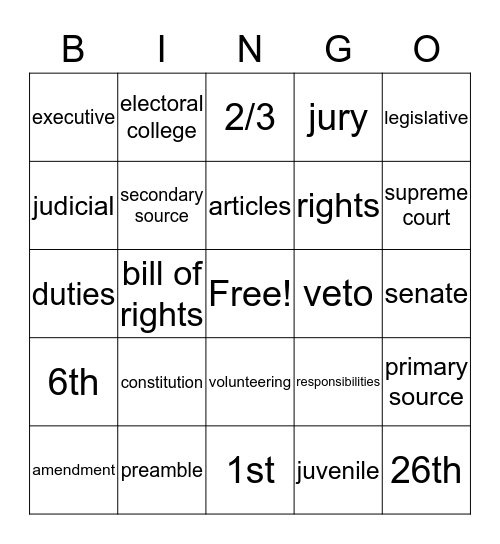 Government Bingo Card