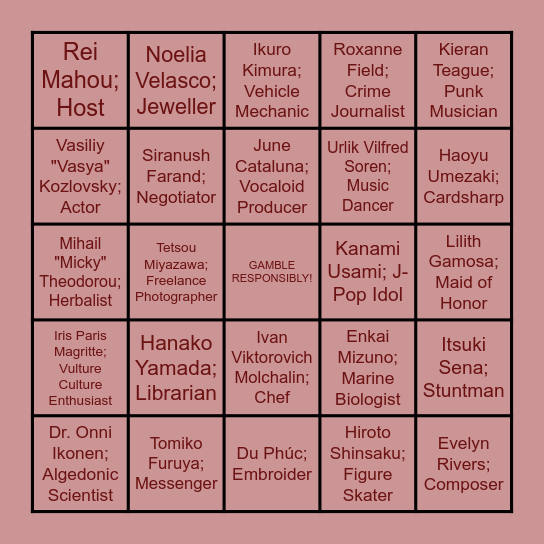 ROYAL FLUSH Bingo Card