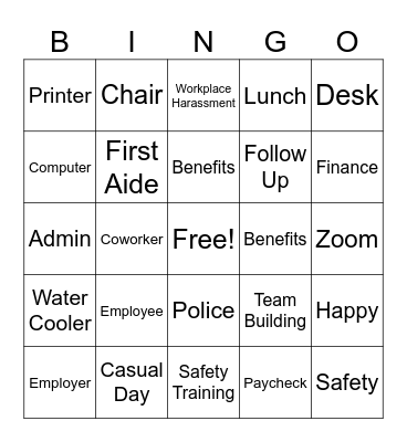 Workplace Bingo Card