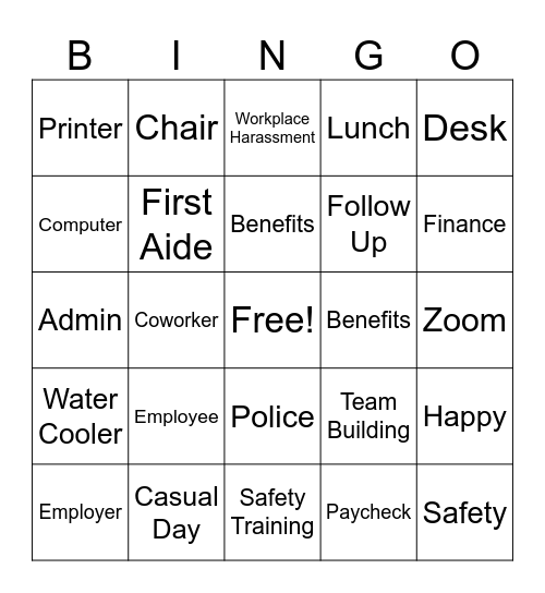 Workplace Bingo Card