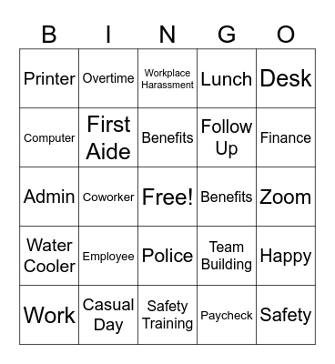 Workplace Bingo Card
