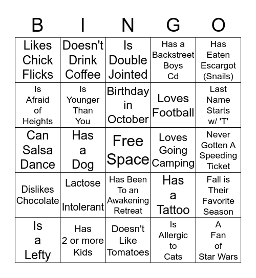 FIND SOMEONE Bingo Card