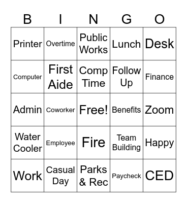 Workplace Bingo Card