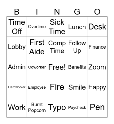 Workplace Bingo Card